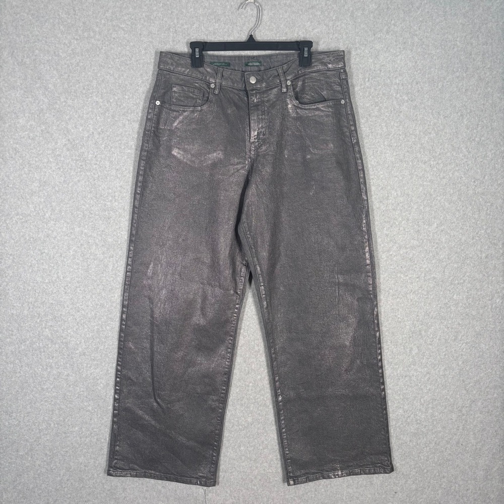 Wild Fable Wide Leg Baggy Jeans Size 14 Silver‎ Metallic Coated Streetwear Rave